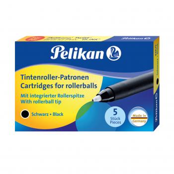 5 Pelikan Tintenroller-Patronen KM/5 Pelikano oder Twist Tintenroller / schwarz