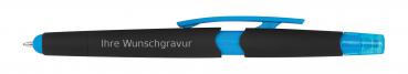 5 Touchpen Kugelschreiber mit Gravur / mit Textmarker / Farbe: hellblau