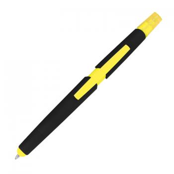 5 Touchpen Kugelschreiber mit Namensgravur - mit Textmarker - Farbe: gelb