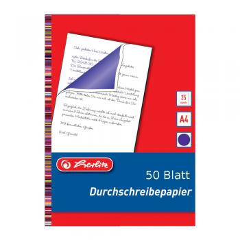 50 Blatt Herlitz Durschreibepapier / Durchschlagpapier / blau-violett / A4