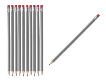 50 Bleistifte mit Radierer / HB / ohne Herstellerlogo / Farbe: lackiert grau