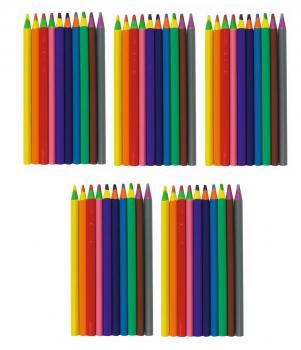 50 dicke Jumbo Dreikant-Buntstifte / 10 verschiedene Farben