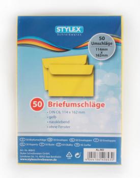 50 farbige Briefumschläge / Din C6 / Farbe: gelb