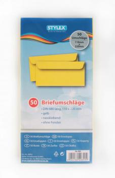 50 farbige Briefumschläge / Din lang / Farbe: gelb