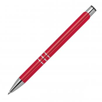 50 Kugelschreiber aus Metall / vollfarbig lackiert / Farbe: rot (matt)