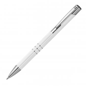 50 Kugelschreiber aus Metall / vollfarbig lackiert / Farbe: weiß (matt)