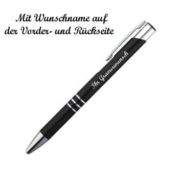 50 Kugelschreiber aus Metall mit beidseitige Namensgravur - Farbe: schwarz