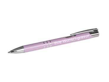 50 Kugelschreiber aus Metall mit Gravur / Farbe: pastell lila