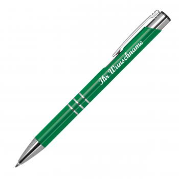 50 Kugelschreiber aus Metall mit Namensgravur - lackiert - grün (matt)