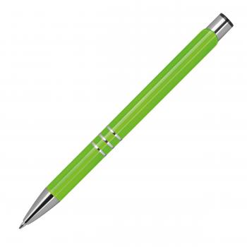 50 Kugelschreiber aus Metall mit Namensgravur - lackiert - hellgrün (matt)