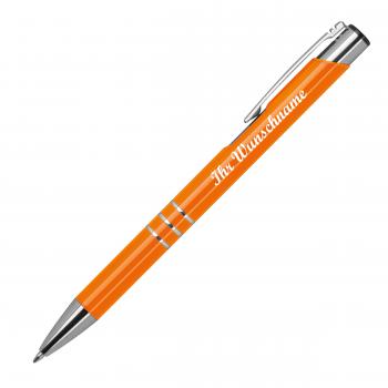 50 Kugelschreiber aus Metall mit Namensgravur - lackiert - orange (matt)