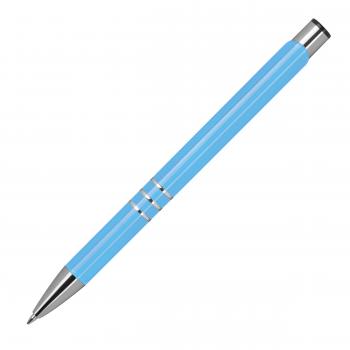 50 Kugelschreiber mit Namensgravur aus Metall - lackiert - hellblau (matt)