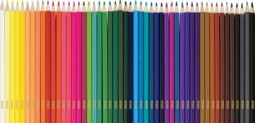 50 Sechskant-Buntstifte für Erwachsene / lackiert / 50 verschiedene Farben