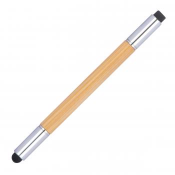 5x 2in1 Touchpen Kugelschreiber und endlos Mine aus Bambus mit Gravur