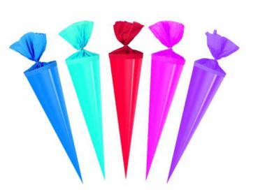 5x Bastel Schultüte / Länge: 35cm / je1x blau, hellblau, rot, pink, lila