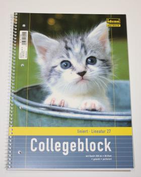5x Collegeblock / DIN A4 Spirablock Kollegblock / liniert / mit Katzenmotiv