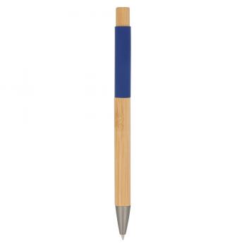 5x Holz-Kugelschreiber mit Gravur / Farbe: natur-dunkelblau