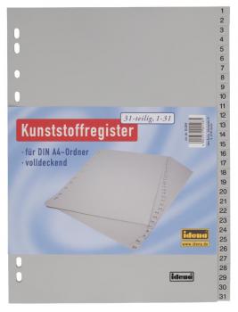 5x IDENA Kunststoff Ordner-Register 1-31 / DIN A4