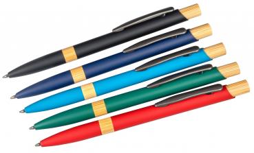 5x Kugelschreiber / aus Metall / mit gummierter Oberfläche / 5 Farben