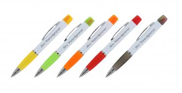 5x Kugelschreiber mit Gravur / mit dreifarbigen Textmarker / 5 Farben