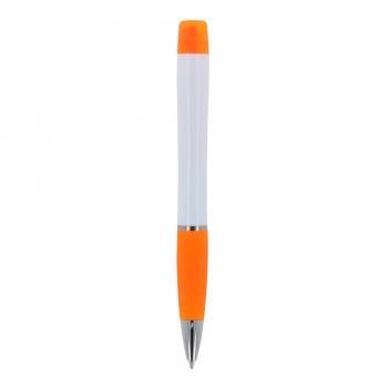 5x Kugelschreiber mit Gravur / mit dreifarbigen Textmarker / Farbe: weiß-orange