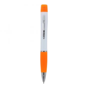 5x Kugelschreiber mit Gravur / mit dreifarbigen Textmarker / Farbe: weiß-orange