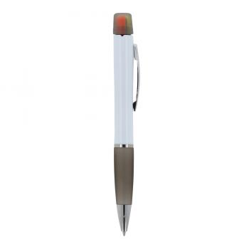 5x Kugelschreiber mit Gravur / mit dreifarbigen Textmarker / Farbe: weiß-schwarz