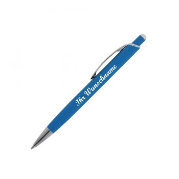 5x Kugelschreiber mit Namensgravur - aus Metall - mit Soft Touch - hellblau