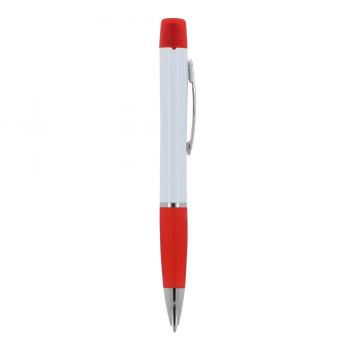 5x Kugelschreiber mit Namensgravur/ mit dreifarbigen Textmarker / weiß-rot