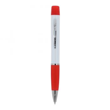 5x Kugelschreiber mit Namensgravur/ mit dreifarbigen Textmarker / weiß-rot