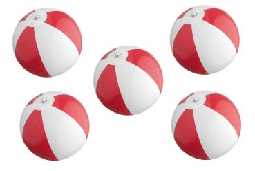 5x Mini Strandball / Wasserball / Farbe: rot-weiß