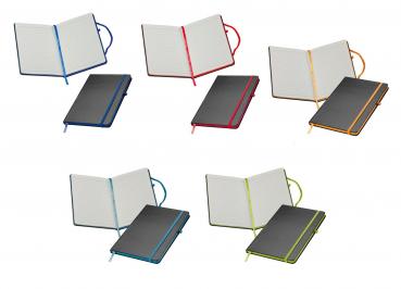5x Notizbuch / DIN A5 / 160 S. / liniert / PU Hardcover / 5 verschiedene Farben