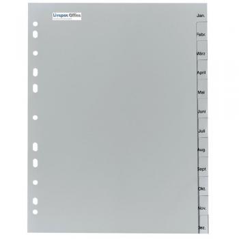 5x Ordner Register Monate Jan-Dez  / DIN A4 / Farbe: grau / 12tlg.