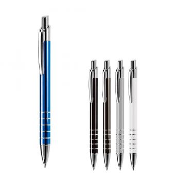 5x Schlanker Metall-Kugelschreiber / verchromte Teile / 5 Farben