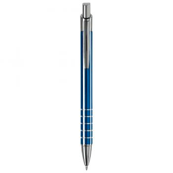 5x Schlanker Metall-Kugelschreiber mit Namensgravur - verchromte Teile - blau