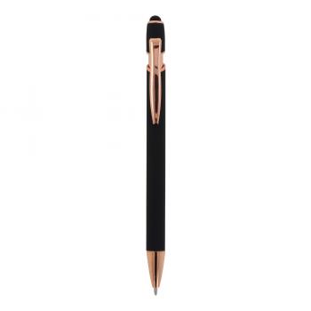 5x Touchpen Kugelschreiber "Roségold" / aus Metall / Soft-Touch / Farbe: schwarz