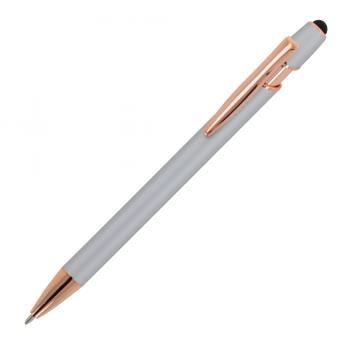 5x Touchpen Kugelschreiber "Roségold" / aus Metall / Soft-Touch / Farbe: silber