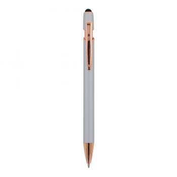 5x Touchpen Kugelschreiber "Roségold" / aus Metall / Soft-Touch / Farbe: silber