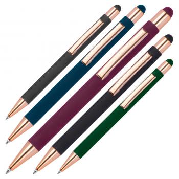 5x Touchpen Kugelschreiber "Rosegold" / aus Metall / 5 Farben