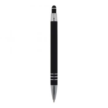 5x Touchpen Kugelschreiber mit Gravur / aus Metall / mit Soft-Touch / schwarz
