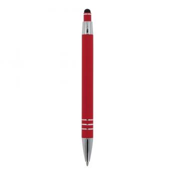 5x Touchpen Kugelschreiber mit Namensgravur - aus Metall - mit Soft-Touch - rot