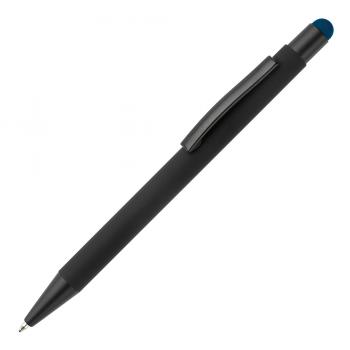 5x Touchpen Kugelschreiber mit Namensgravur - aus Metall - Stylusfarbe: blau