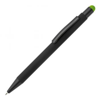 5x Touchpen Kugelschreiber mit Namensgravur - aus Metall - Stylusfarbe: hellgrün