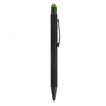 5x Touchpen Kugelschreiber mit Namensgravur - aus Metall - Stylusfarbe: hellgrün
