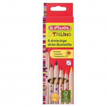 6 Herlitz Jumbo Dreikant-Buntstifte "Trillino"