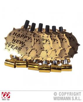 6 Luftrüssel  "Happy New Year" / Farbe: gold