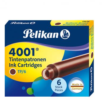 6 Pelikan Tintenpatronen 4001® / Füllerpatronen / Farbe: brilliant-braun