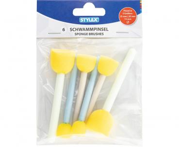 6 Schwammpinsel / Schwammstupf-Pinselset in 3 Größen