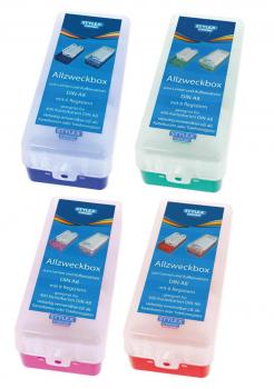 6x Lernbox Karteikasten DIN A8 blau, rot, grün, pink