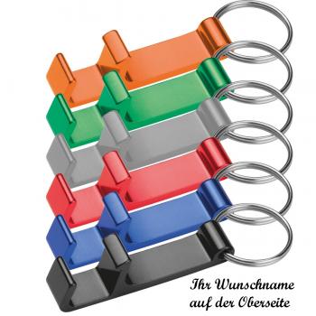 6x Schlüsselanhänger mit Namensgravur - mit Flaschenöffner - 6 Farben